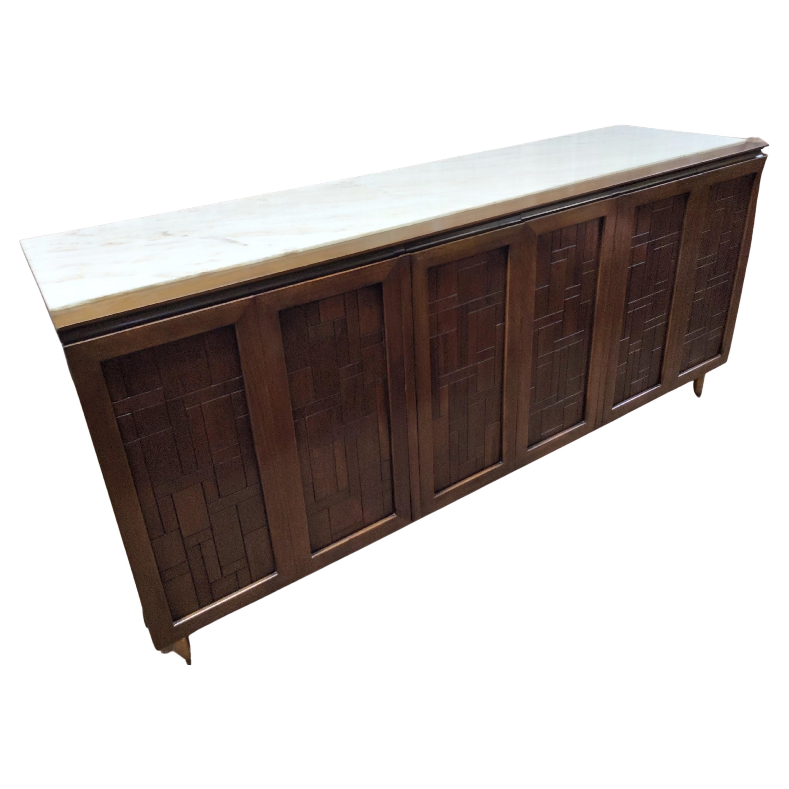 Mid-Century Modern Brutalist Credenza Dresser by Bert England for John Stuart