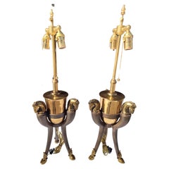 Vintage Pair of Mid-Century Modern Figural Table Lamps With Horse Heads - Maitland Smith