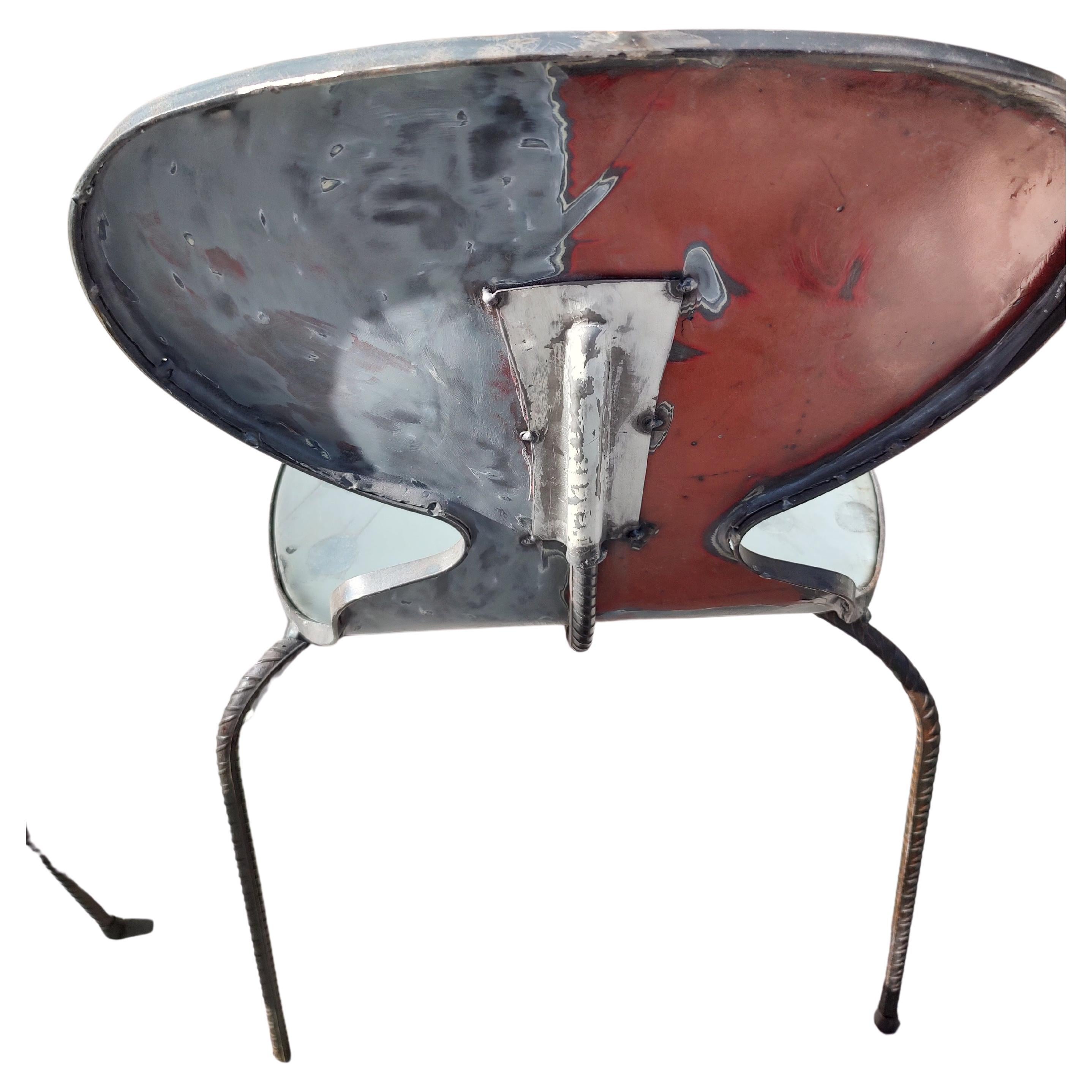 Set of 8 Industrial Styled Sculptural Metal Dining Chairs by PO! Paris C1990 For Sale 5