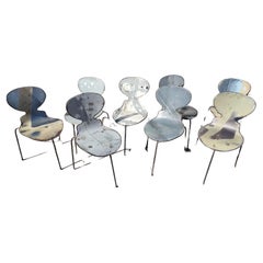 Ensemble de 8 chaises de salle à manger sculpturales en métal de style industriel par PO! Paris C1990
