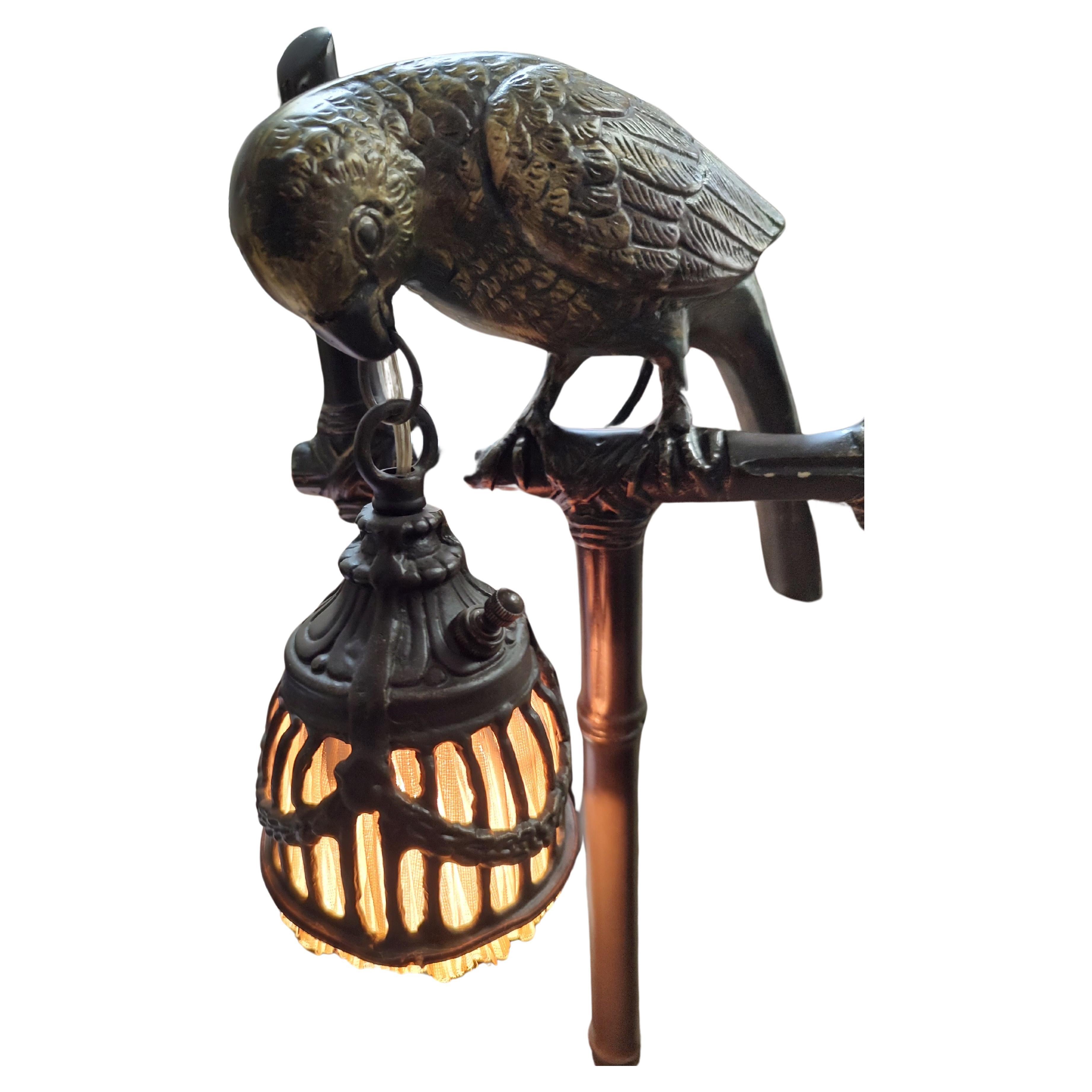 Neoclassical Revival Mid Century Neoclassical Floor Lamp Perched Bird Holding Light Frederick Cooper For Sale