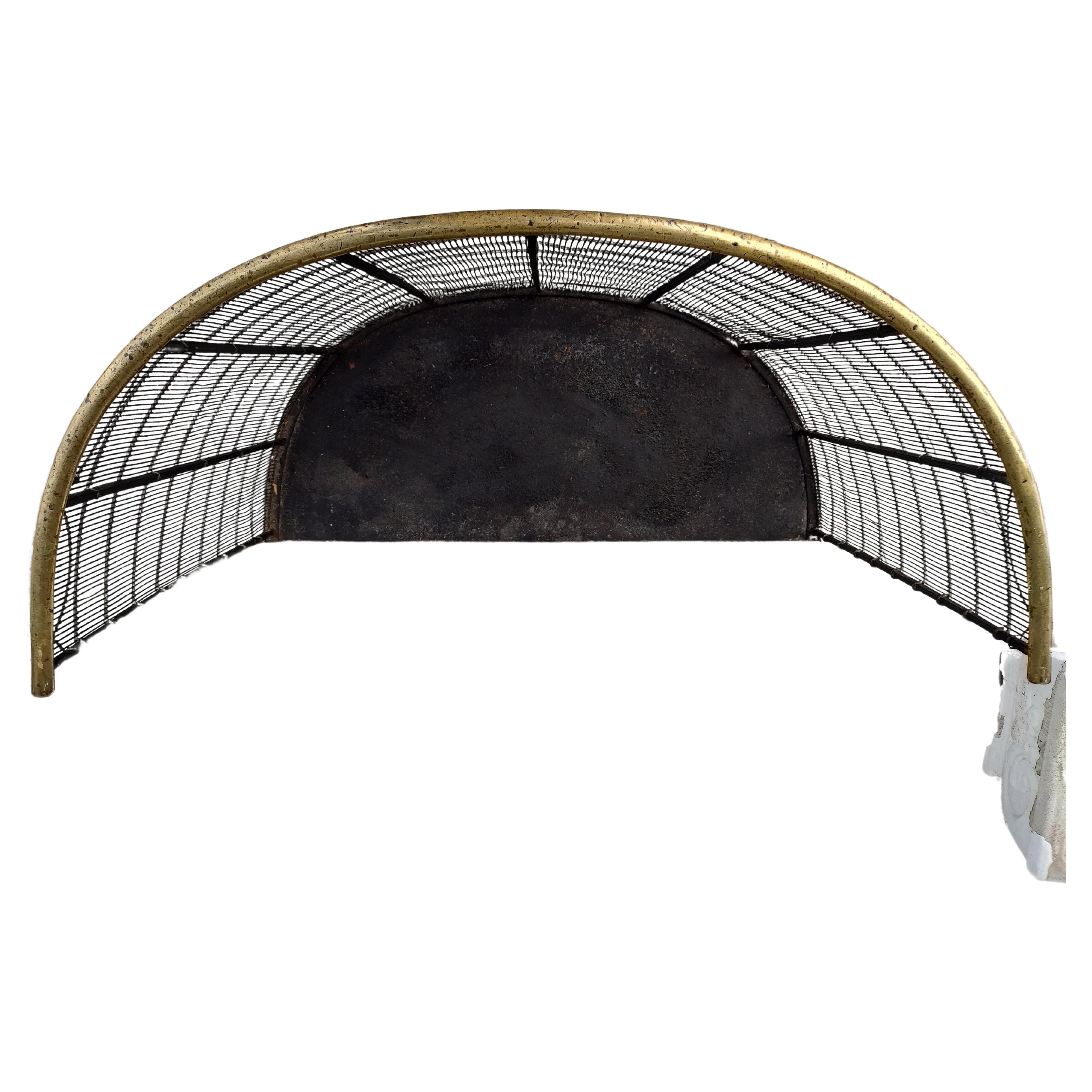 Hand-Crafted Mid 19th Century Curved Iron & Brass Fireplace Screen For Sale