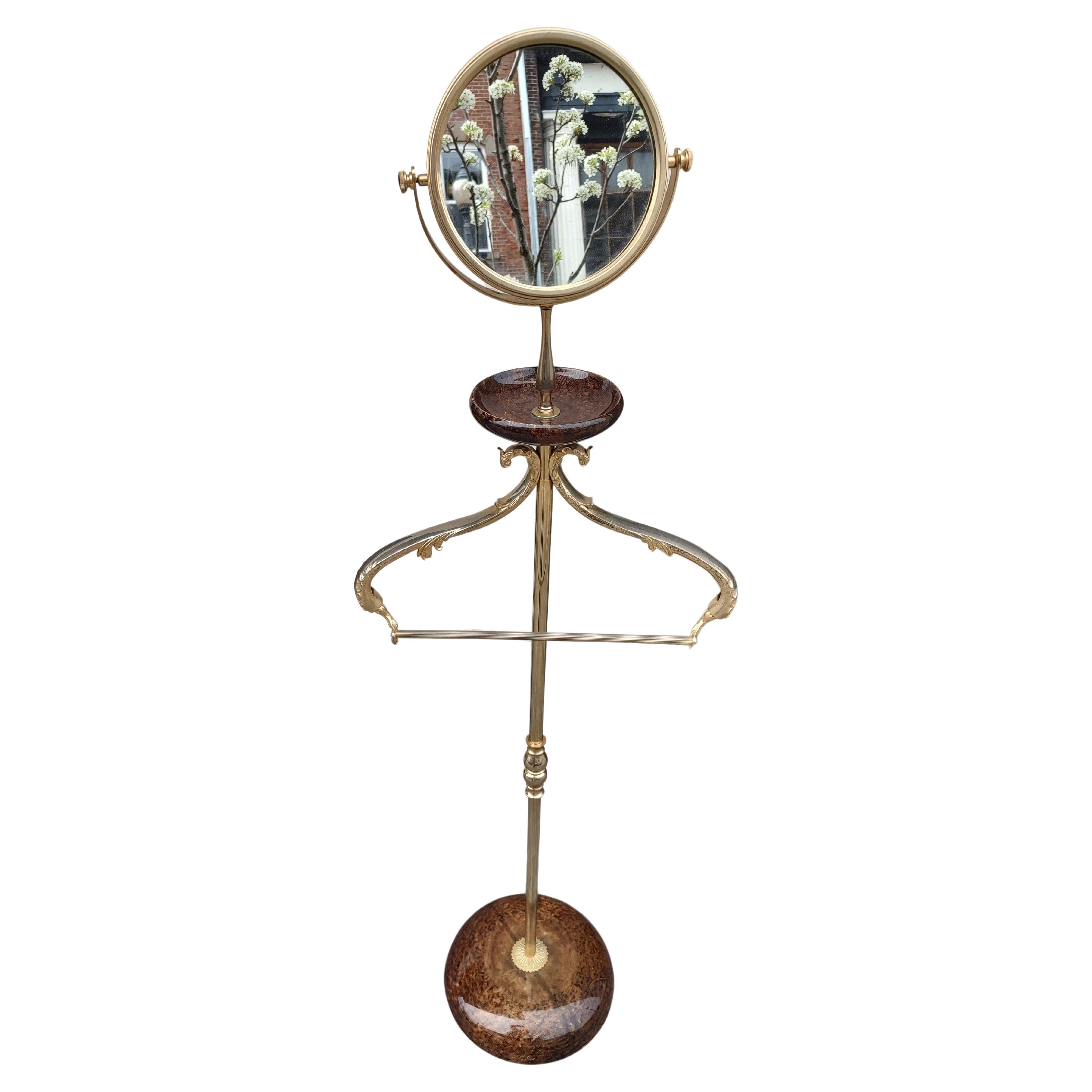 Valet de chambre moderne du milieu du siècle en peau de chèvre laquée avec miroir d'Aldo Tura, Italie en vente