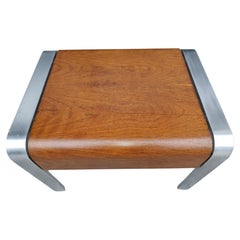 Modernist Aluminum Side Table with a Exotic Bent Wood Table Top
