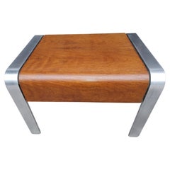 Table d'appoint moderniste en aluminium avec plateau de table en bois courbé exotique