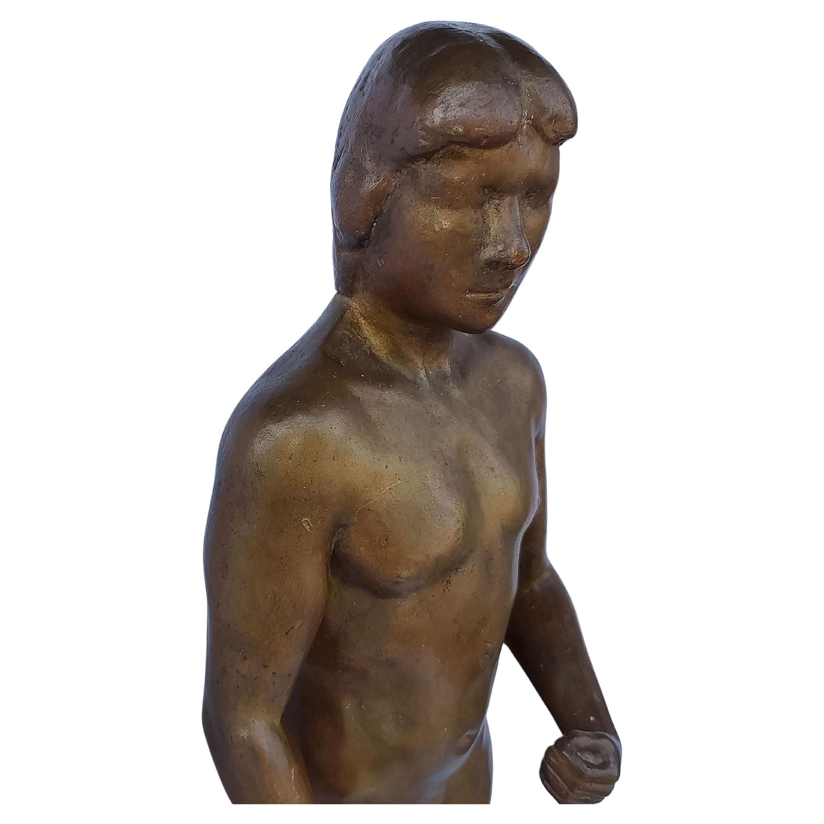 Européen Sculpture en bronze du milieu du siècle dernier d'un nu masculin de la fonderie Guss Barth Rinteen en vente