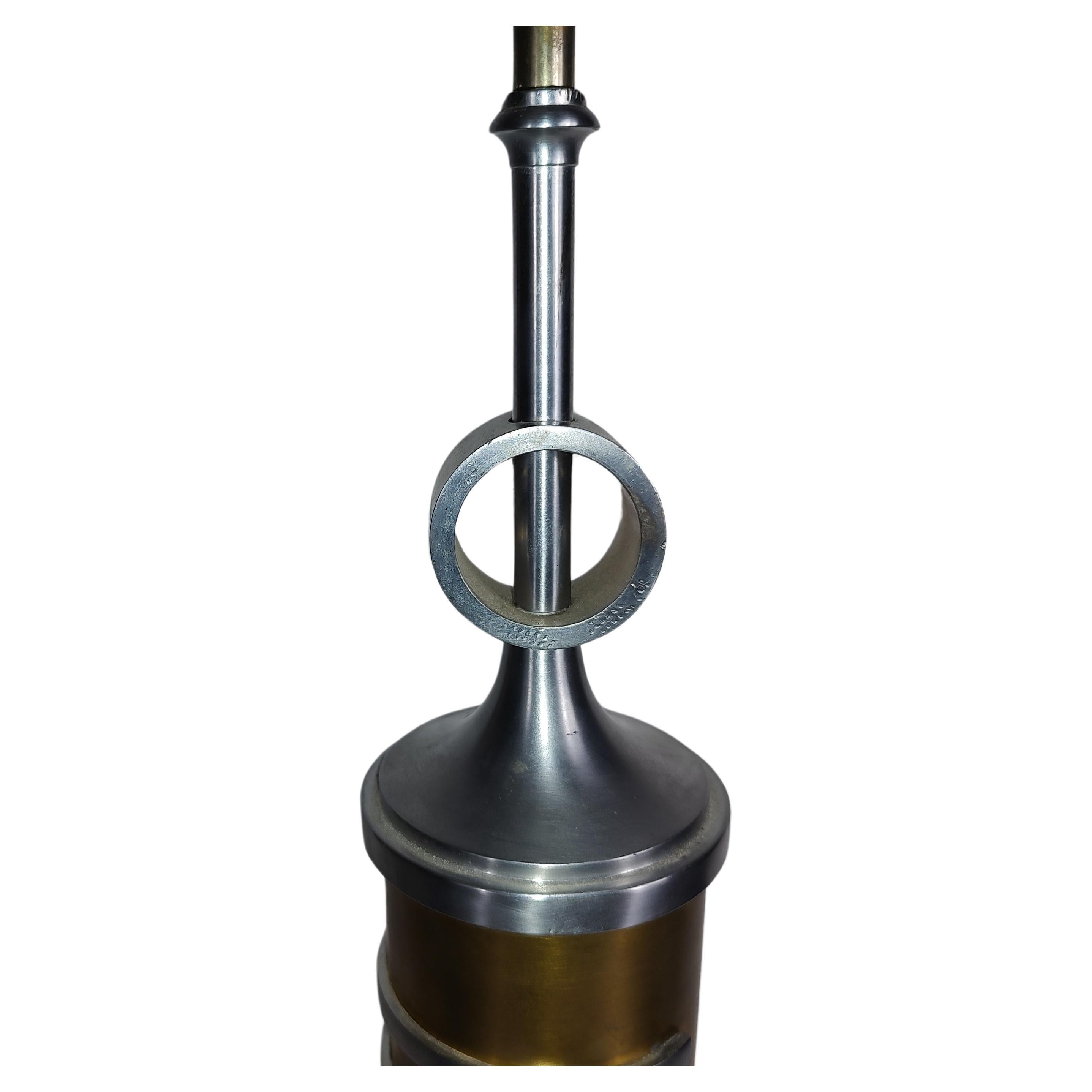 Mid Century Modern Mixed Metals Bauhaus Styled Tall Table Lamp  (Aluminium) im Angebot