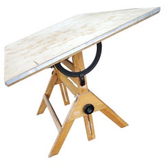 Vintage C1960, Maple Adjustable Drafting Art Industrial Table