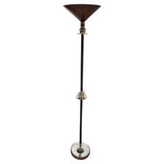 Art Deco Torchiere Floor Lamp with Stepped Mirror Design