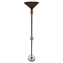 Art Deco Torchiere Floor Lamp with Stepped Mirror Design