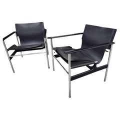 Retro Pair of Mid-Century Modern Sculptural Lounge Chairs "657" Charles Pollock Knoll