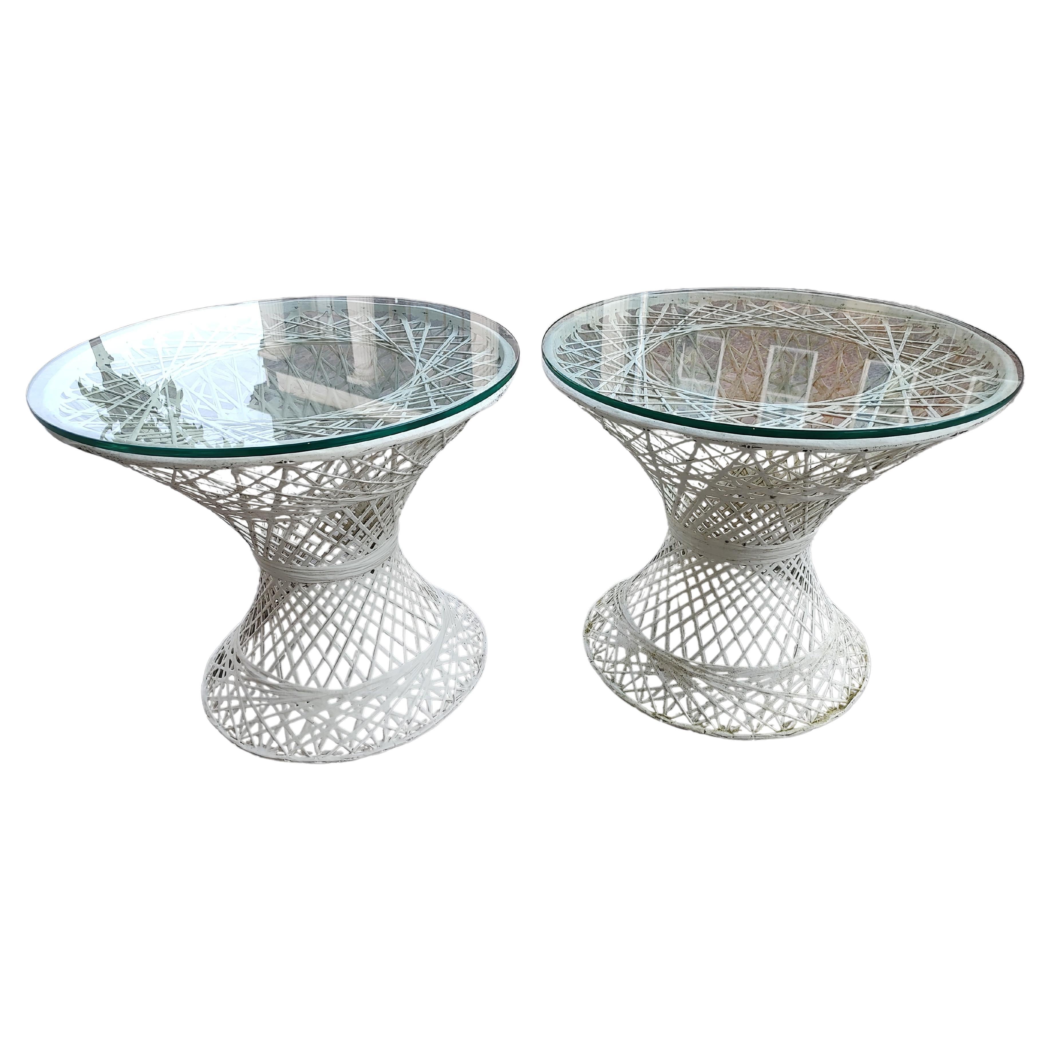 Pair Mid-Century Modern Sculptural Spun Fiberglass Side Tables Russell Woodard For Sale