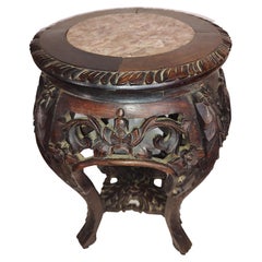 Retro Late 19thC Carved Chinese Rosewood Side End Table 