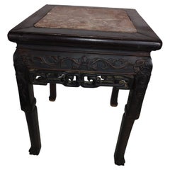 Antique Late 19thC Carved Chinese Rosewood Side End Table