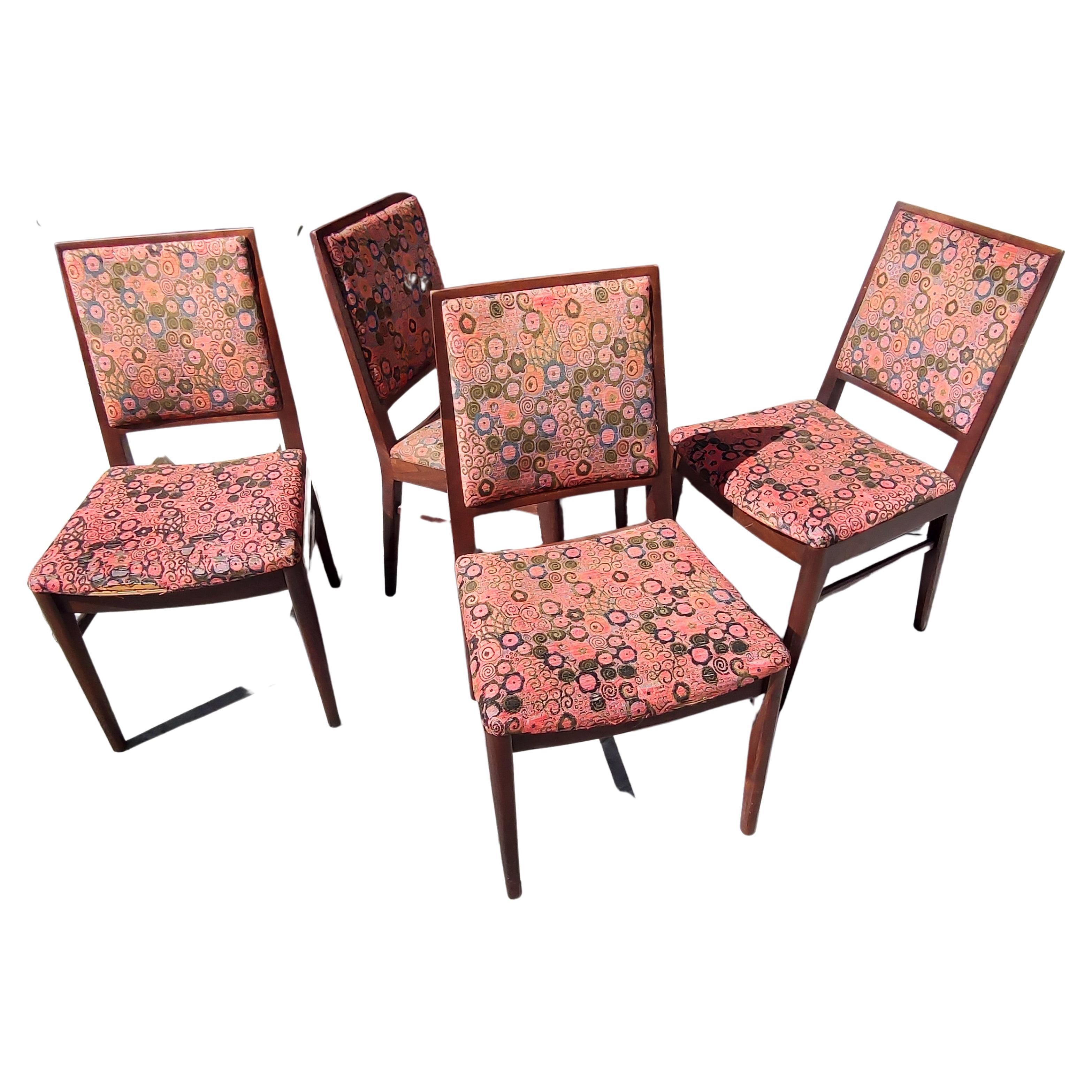 Mid Century Modern Set 4 Dining Chairs by John Stuart & Jack Lenor Larsen For Sale
