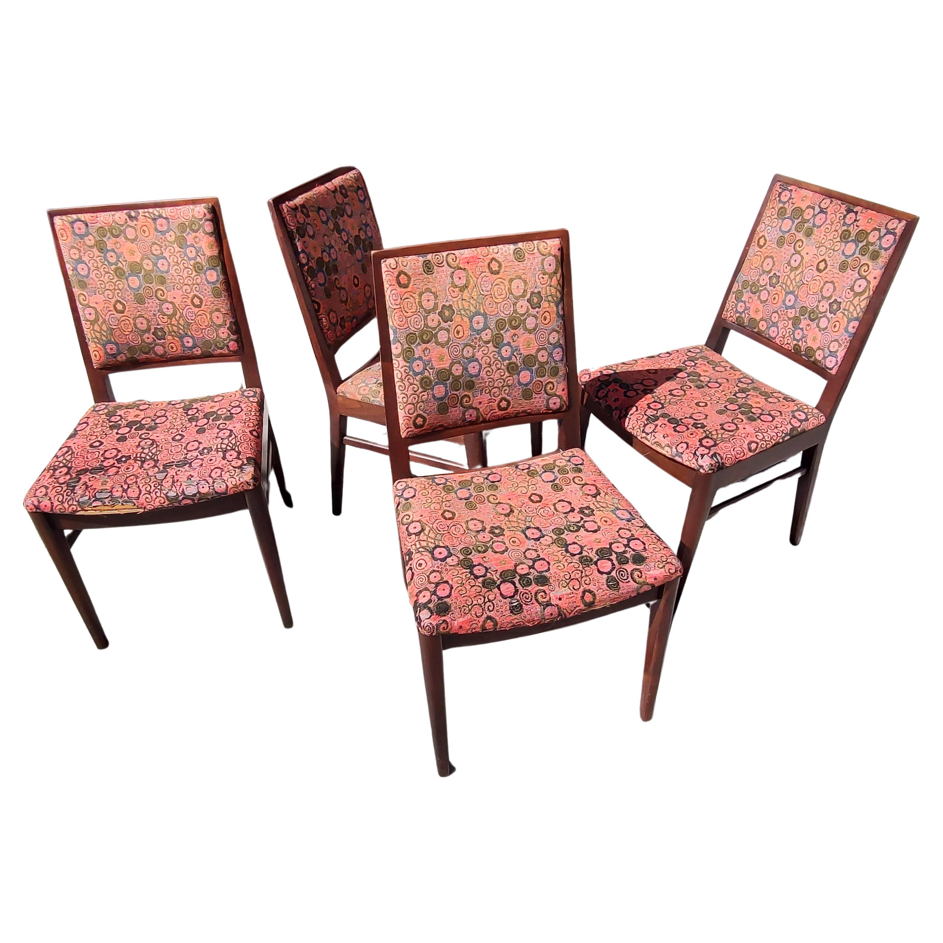 Mid Century Modern Set 4 Dining Chairs by John Stuart & Jack Lenor Larsen In Good Condition For Sale In Port Jervis, NY