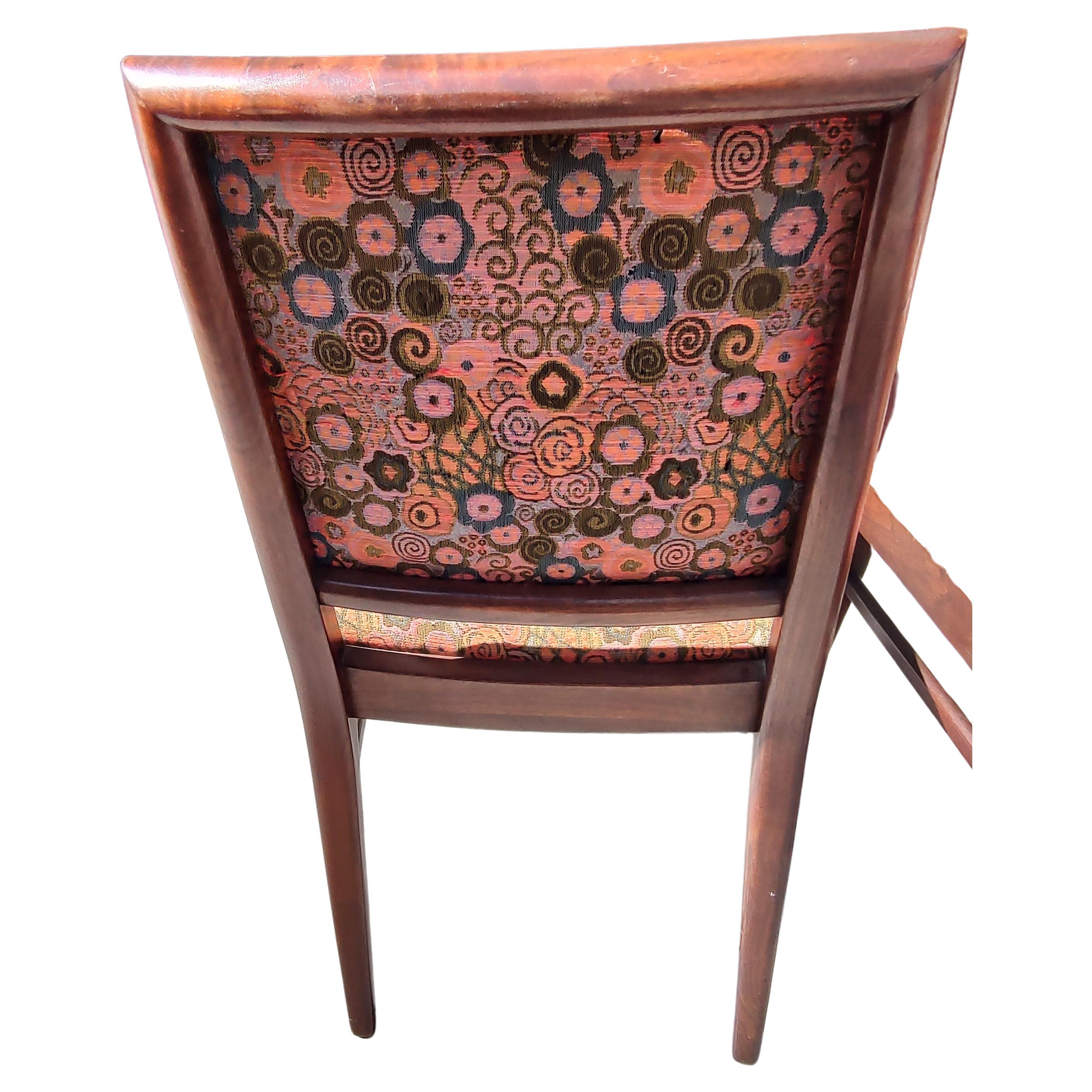 Stained Mid Century Modern Set 4 Dining Chairs by John Stuart & Jack Lenor Larsen For Sale