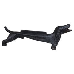Used Mid 20thc Cast Iron Smiling Dachshund Boot Scraper #2