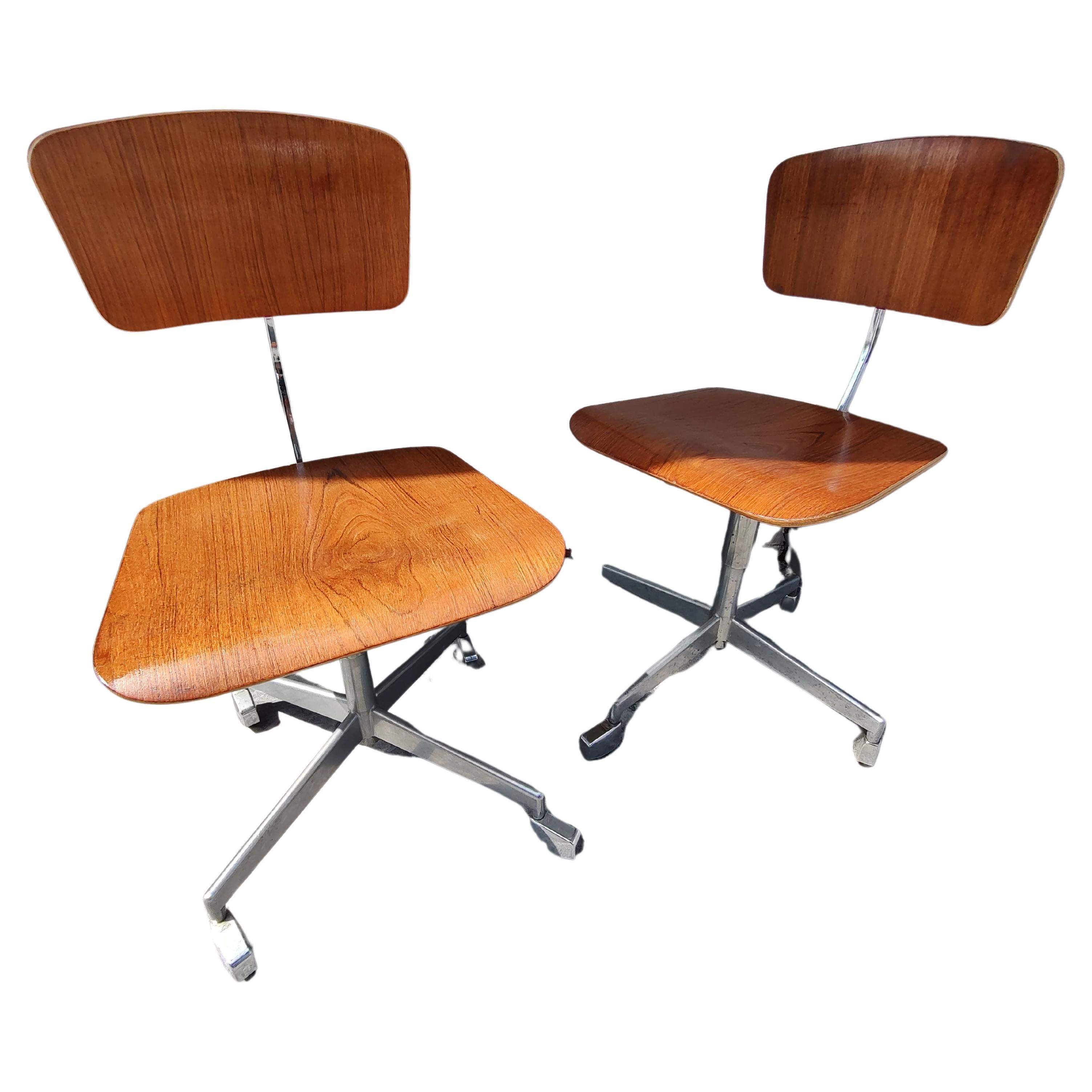 Chaises de salle à manger de bureau réglables, modernes du milieu du siècle dernier, de Jorgen Rasmussen pour Labofa en vente