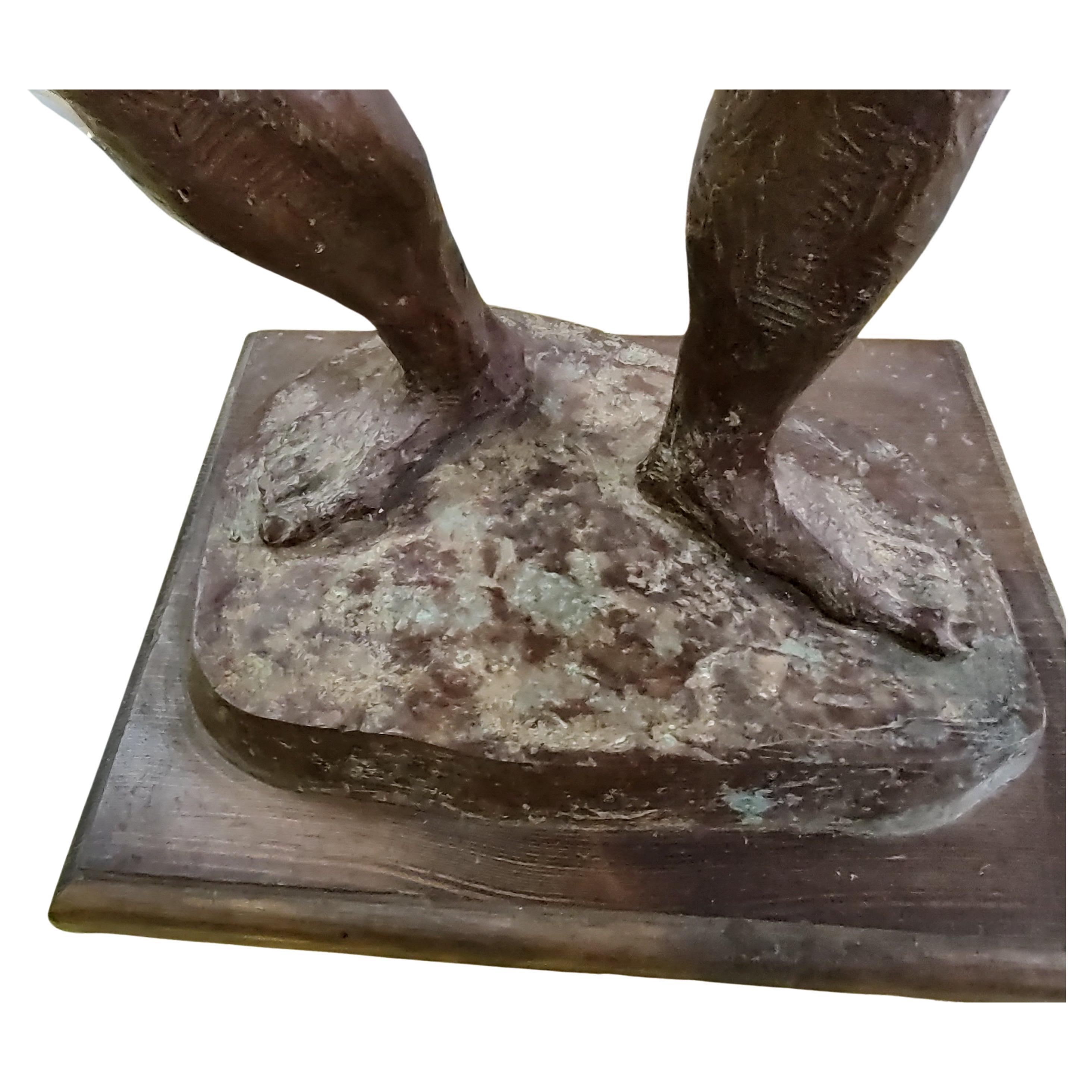 Polished Mid Century Bronze Sculpture of a Man by Michael Shacham 