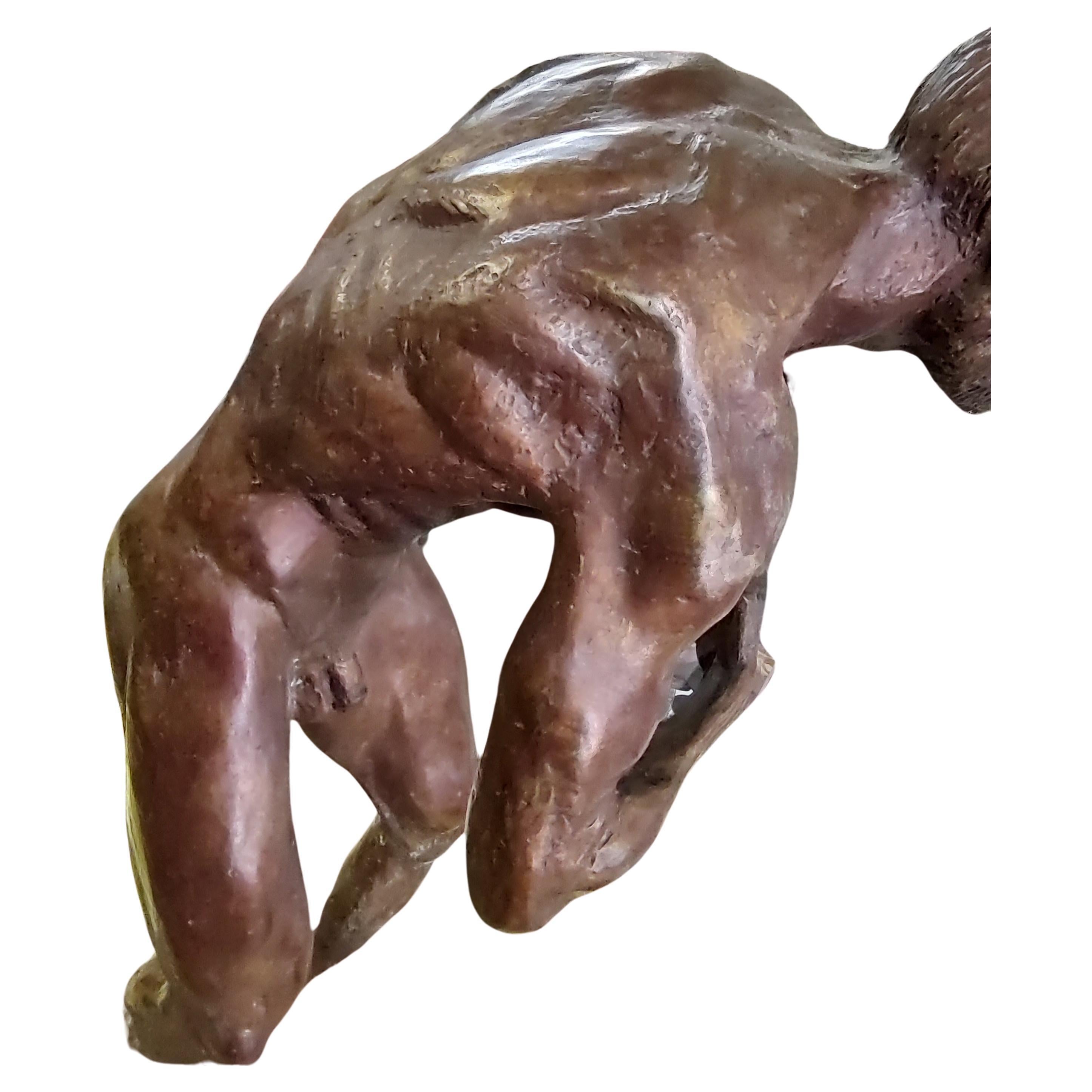Hand-Crafted Mid Century Bronze Sculpture of a Man by Michael Shacham 
