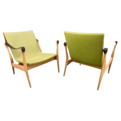 Retro Pair of Mid-Century Modern Safari Chairs by Karen & Ebbe Clemmensen 4 Hansen