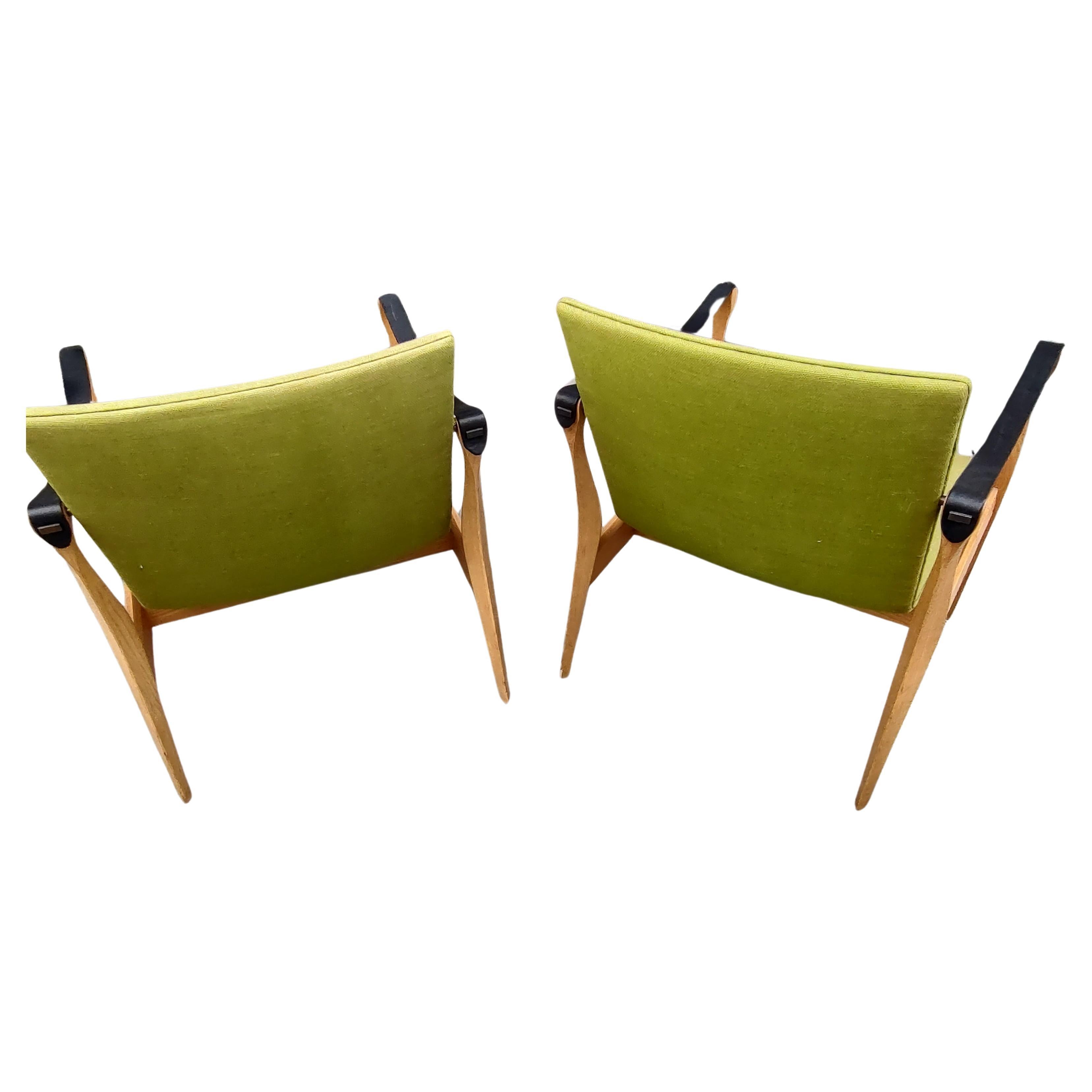 Scandinavian Modern Pair of Mid-Century Modern Safari Chairs by Karen & Ebbe Clemmensen 4 Hansen For Sale