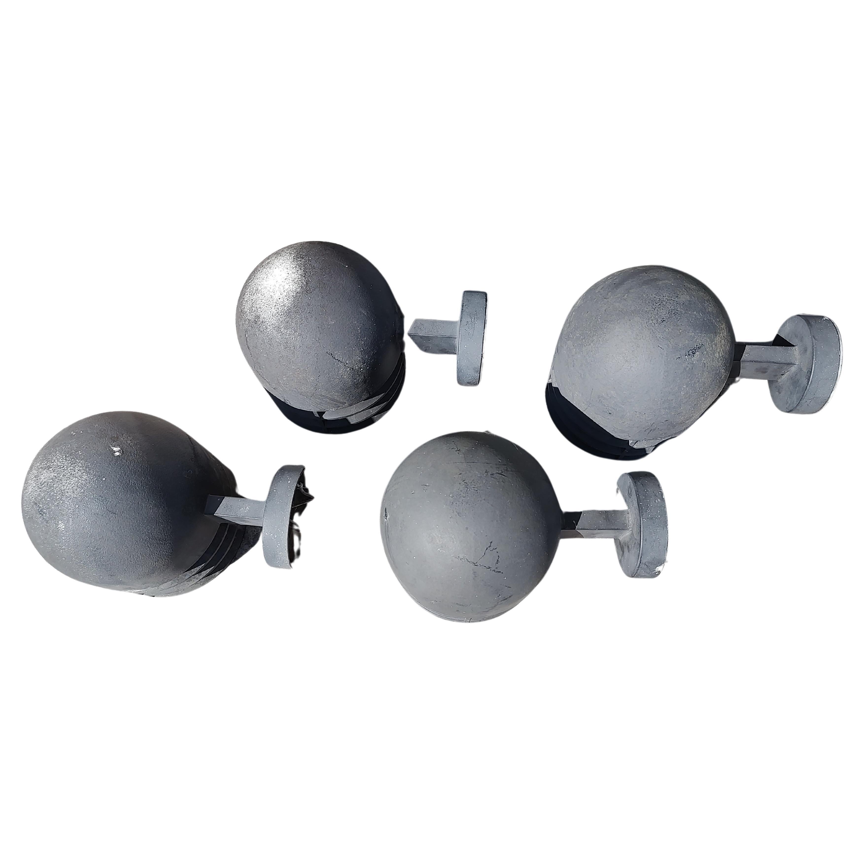 Fabulous set of 4 architectural aluminum wall sconces for the outdoors by Bega of Germany. In excellent vintage condition with minimal wear, a little faded on the finish. That can be remedied easily enough. Priced and sold individually. Can be