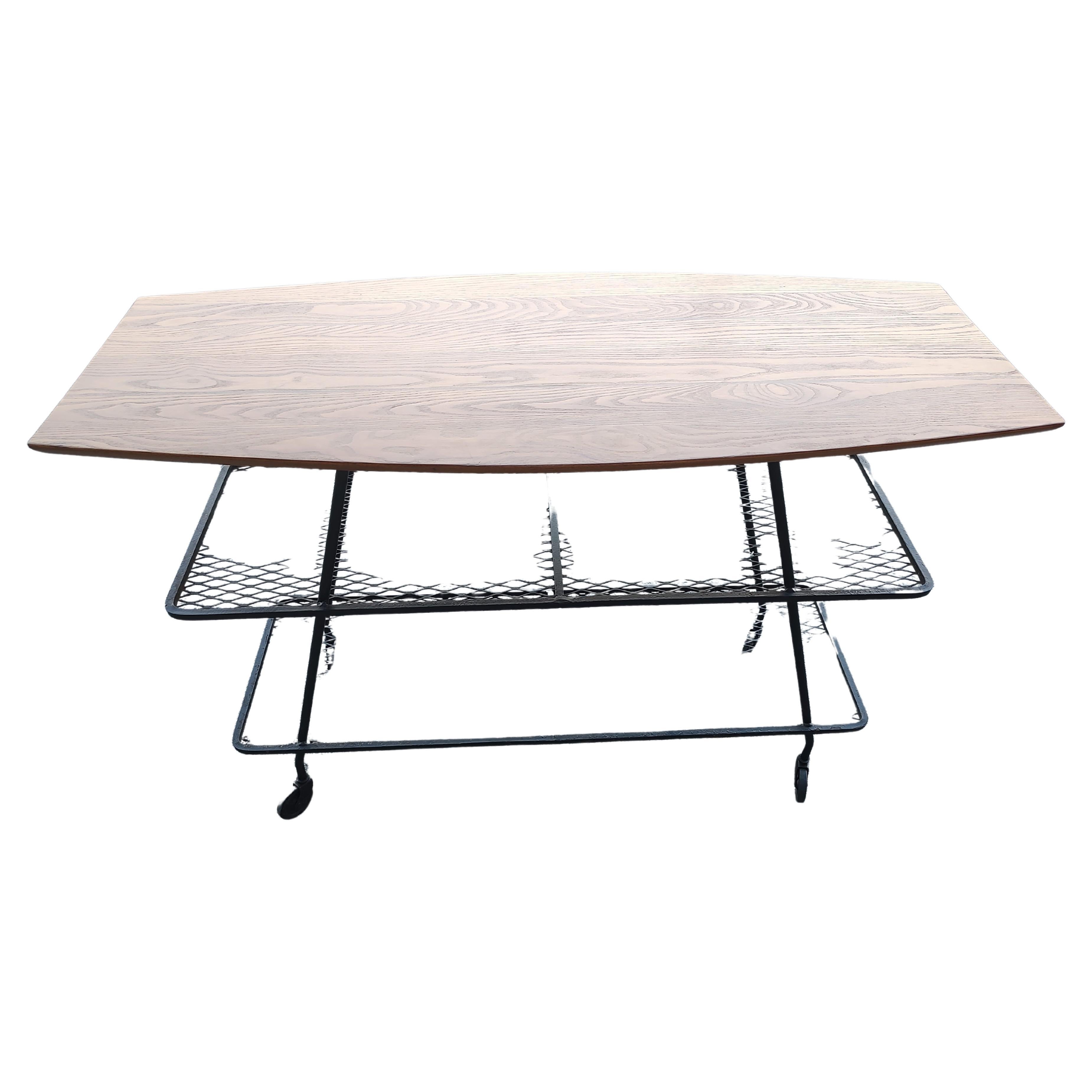 Mid-20th Century Mid Century Modern Sculptural Bar Cart with a Surfboard Top by Arthur Umanoff For Sale