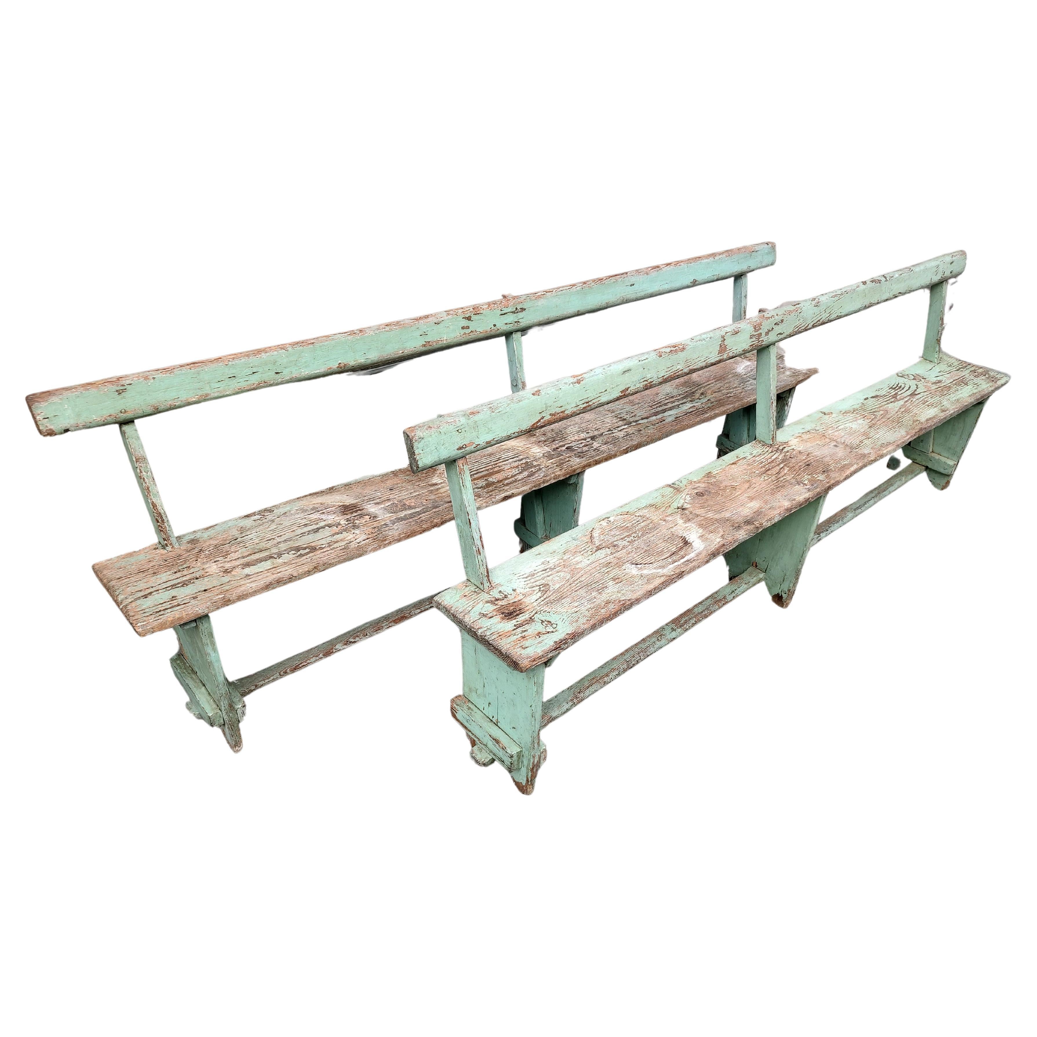 green bench with back