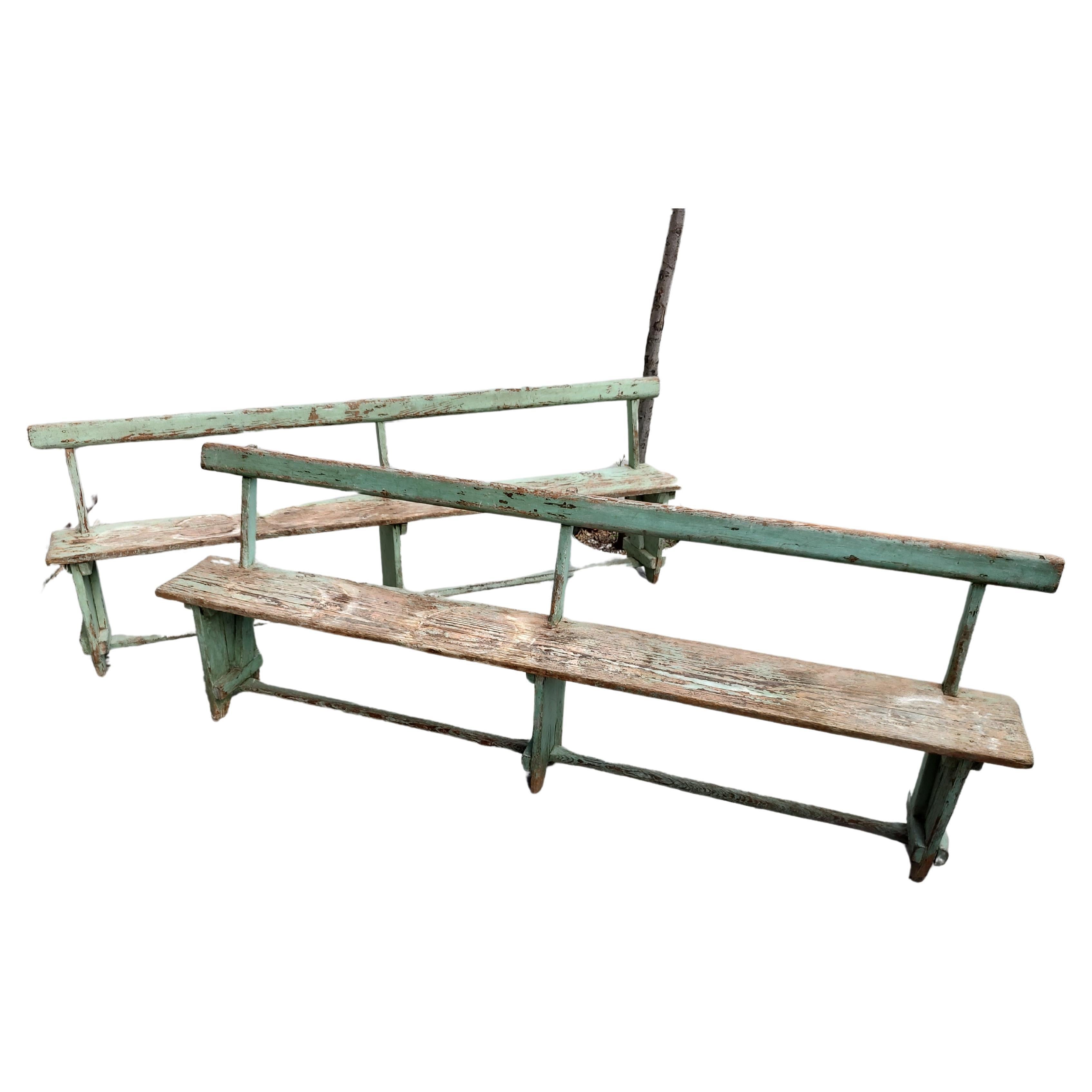 primitive benches with backs