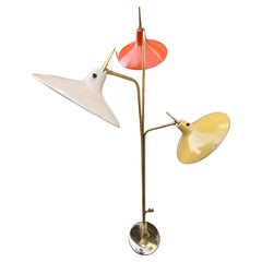 Vintage Mid Century Modern Sculptural Italian Triennial Floor Lamp Enameled Shades