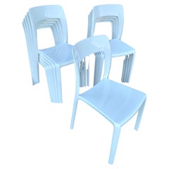 Used 10 Mid Century Modern Stacking Chairs by AIR in White 