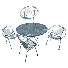 Retro Salterini 5pc Iron "Radar" Set by Maurizio Tempestini 4 Chairs & Round Table