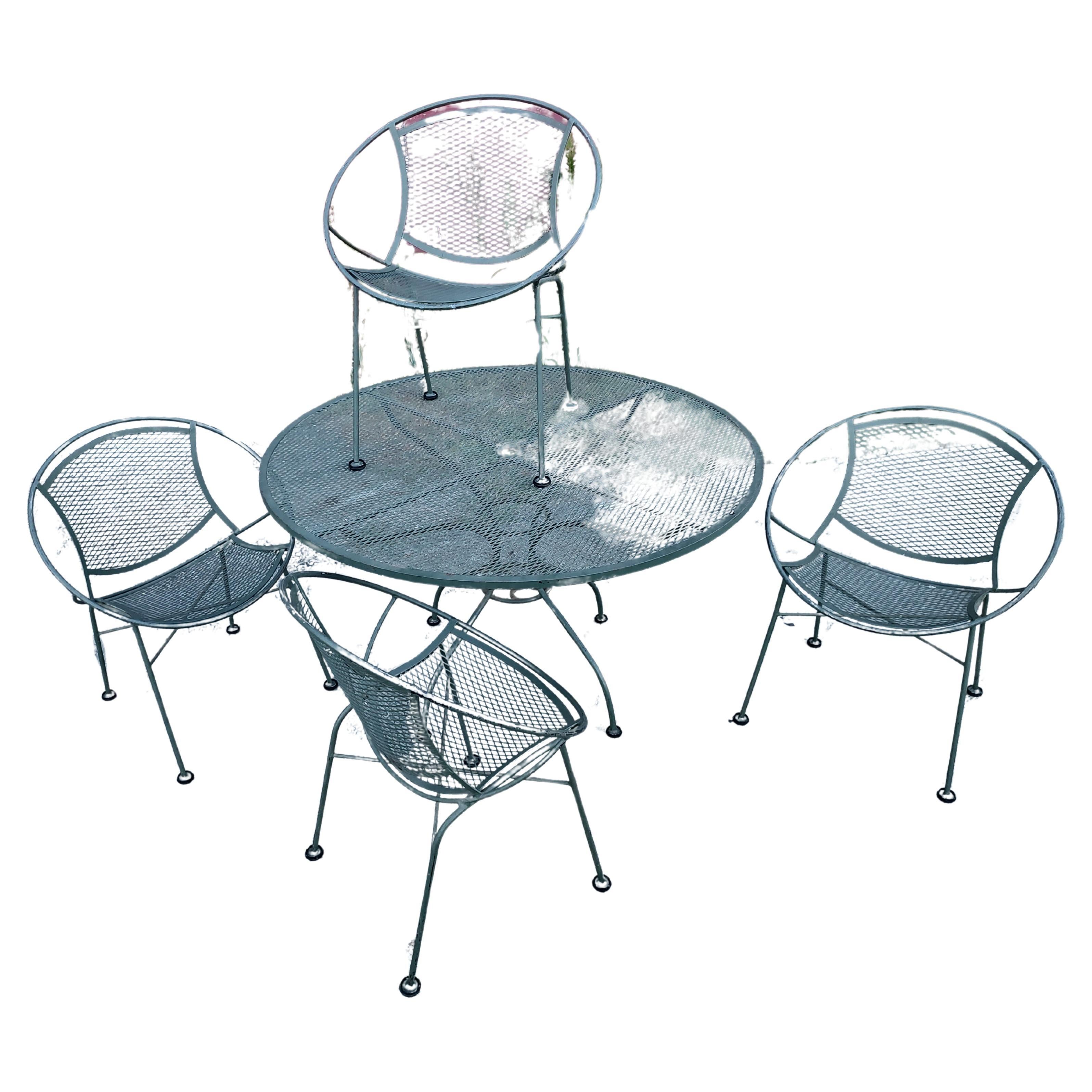 Ensemble de 5 pièces en fer "Radar" Salterini de Maurizio Tempestini, 4 chaises et table ronde en vente
