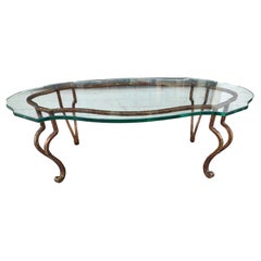 Mid Century Glass Turtle Top with a French Gilt Iron Base