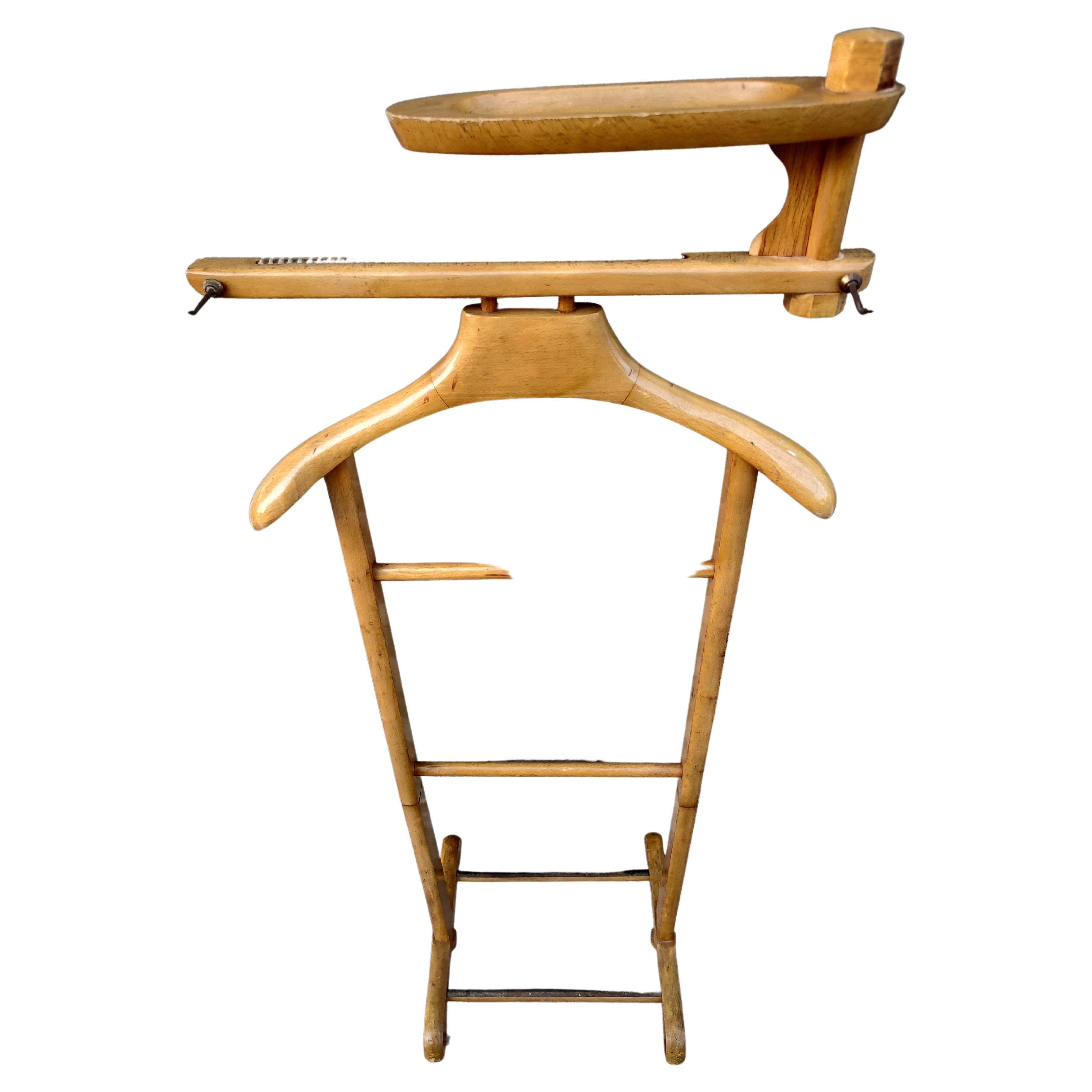 Mid-Century Modern Sculptural Beech Clothing Valet Made in Italy 