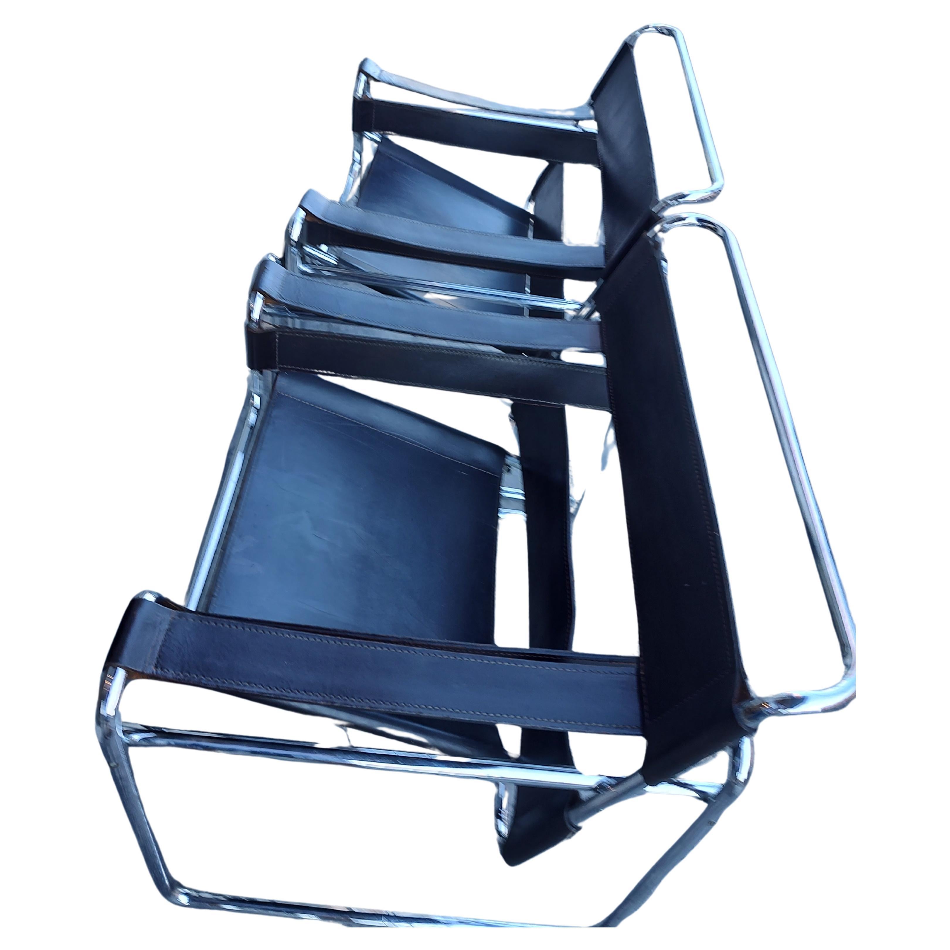 Fait main Paire de chaises Wassily du milieu du siècle dernier de style Bauhaus par Marcel Breur Gavina Stendig en vente