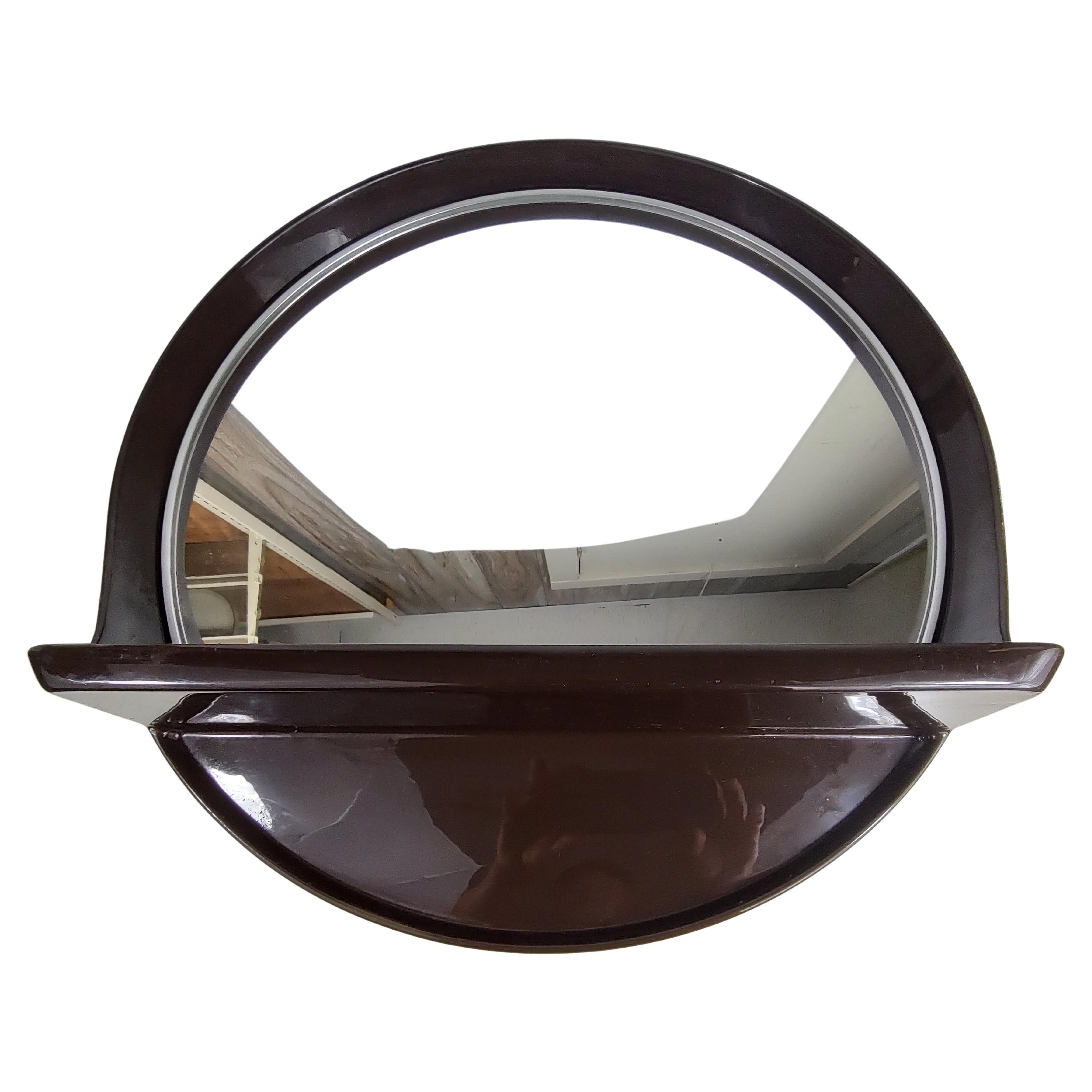 Mid-Century Modern Sculptural Italian Plastic Mirror with a Shelf by SALC