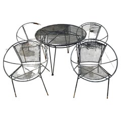 Vintage Mid-Century Modern 5pc Iron Hoop Chairs with Table by Maurizio Tempestini