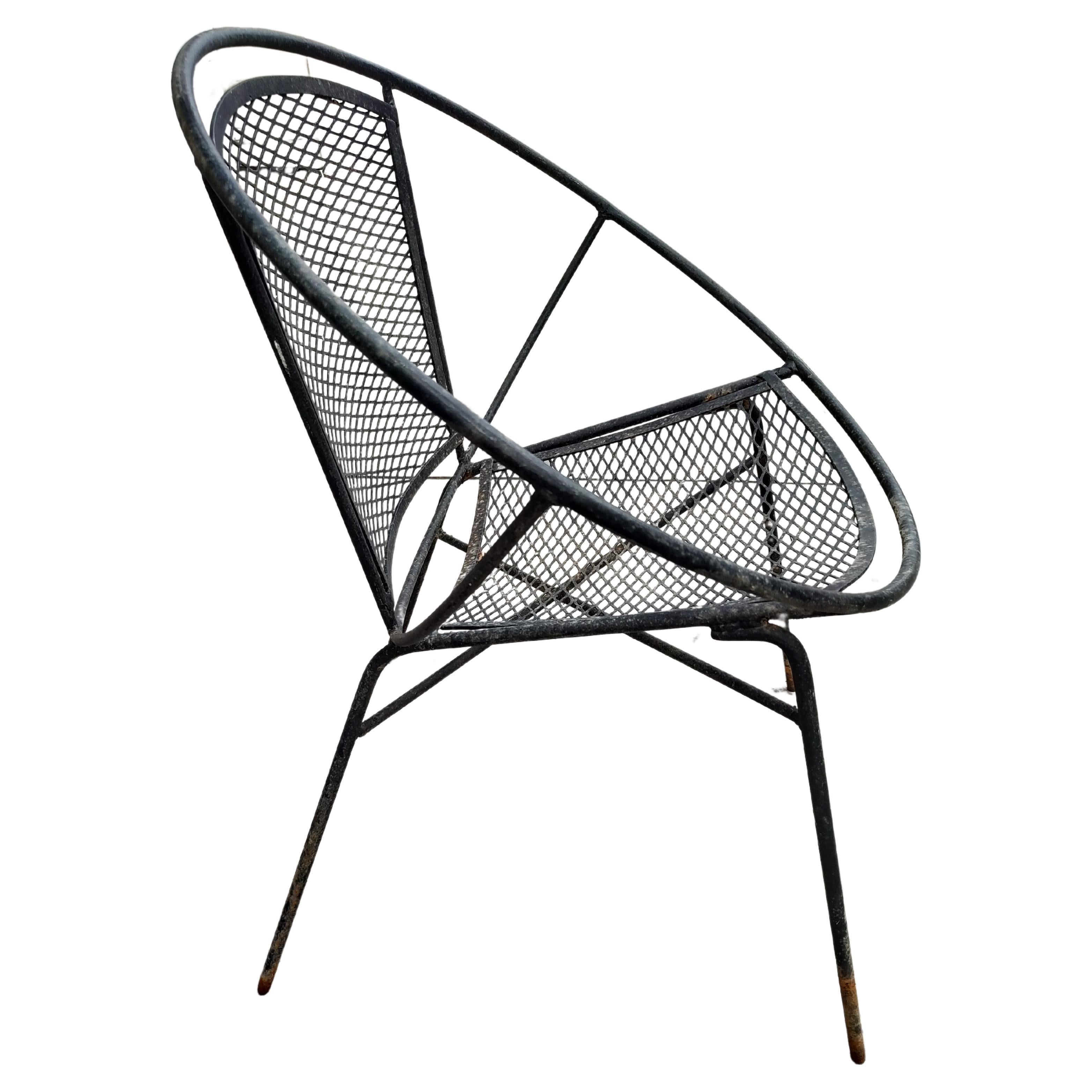 American Mid-Century Modern 5pc Iron Hoop Chairs with Table by Maurizio Tempestini For Sale