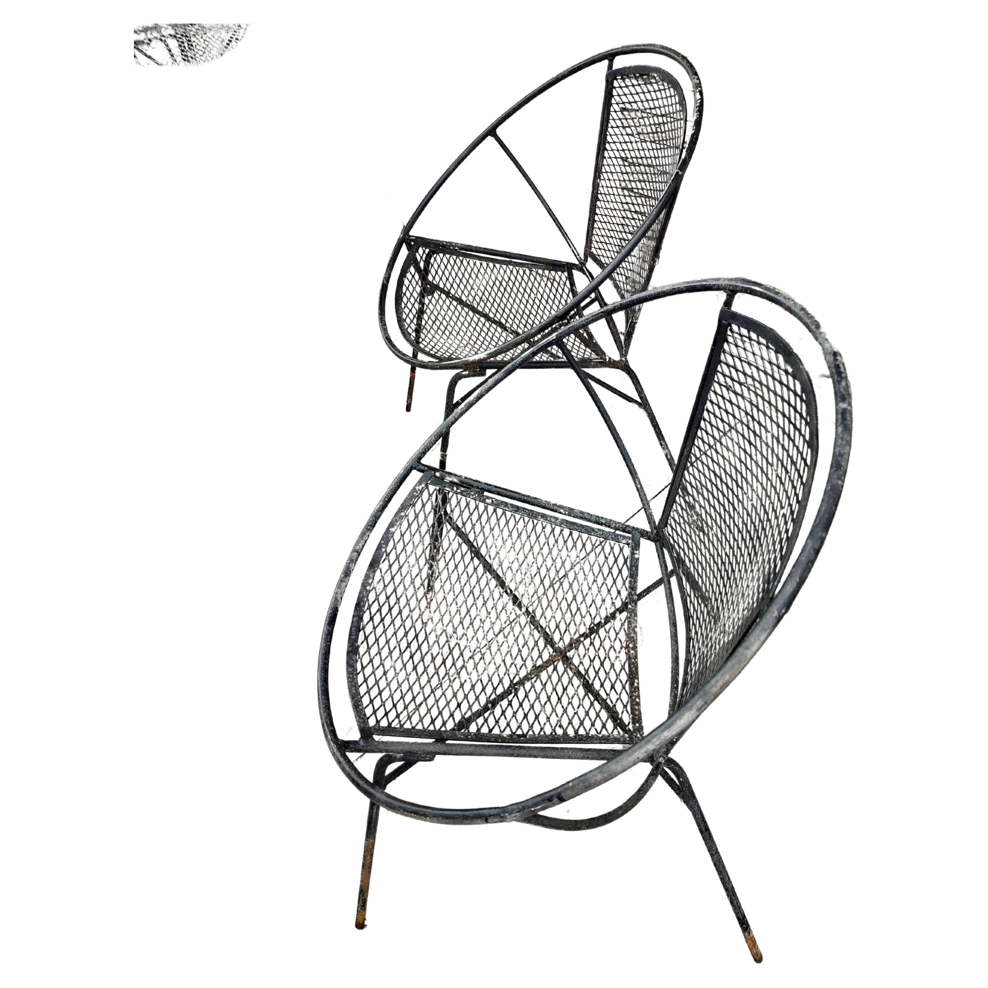Mid-Century Modern 5 chaises cerceau en fer modernes du milieu du siècle avec table de Maurizio Tempestini en vente