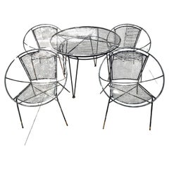 Retro Mid-Century Modern 5pc Iron Hoop Chairs with Table by Maurizio Tempestini