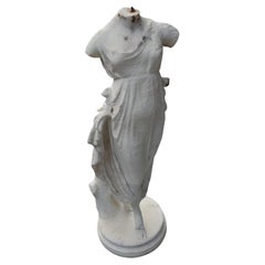 19th Century Hand Chilseled Marble Torso of a Victorian Maiden