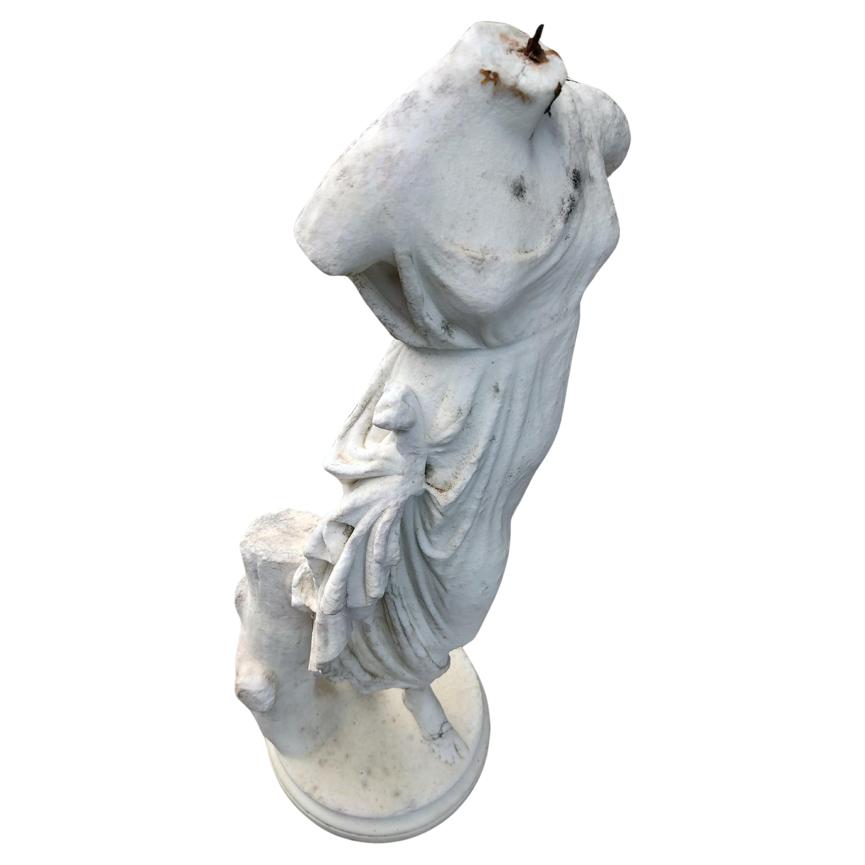 Carrara Marble 19th Century Hand Chilseled Marble Torso of a Victorian Maiden For Sale