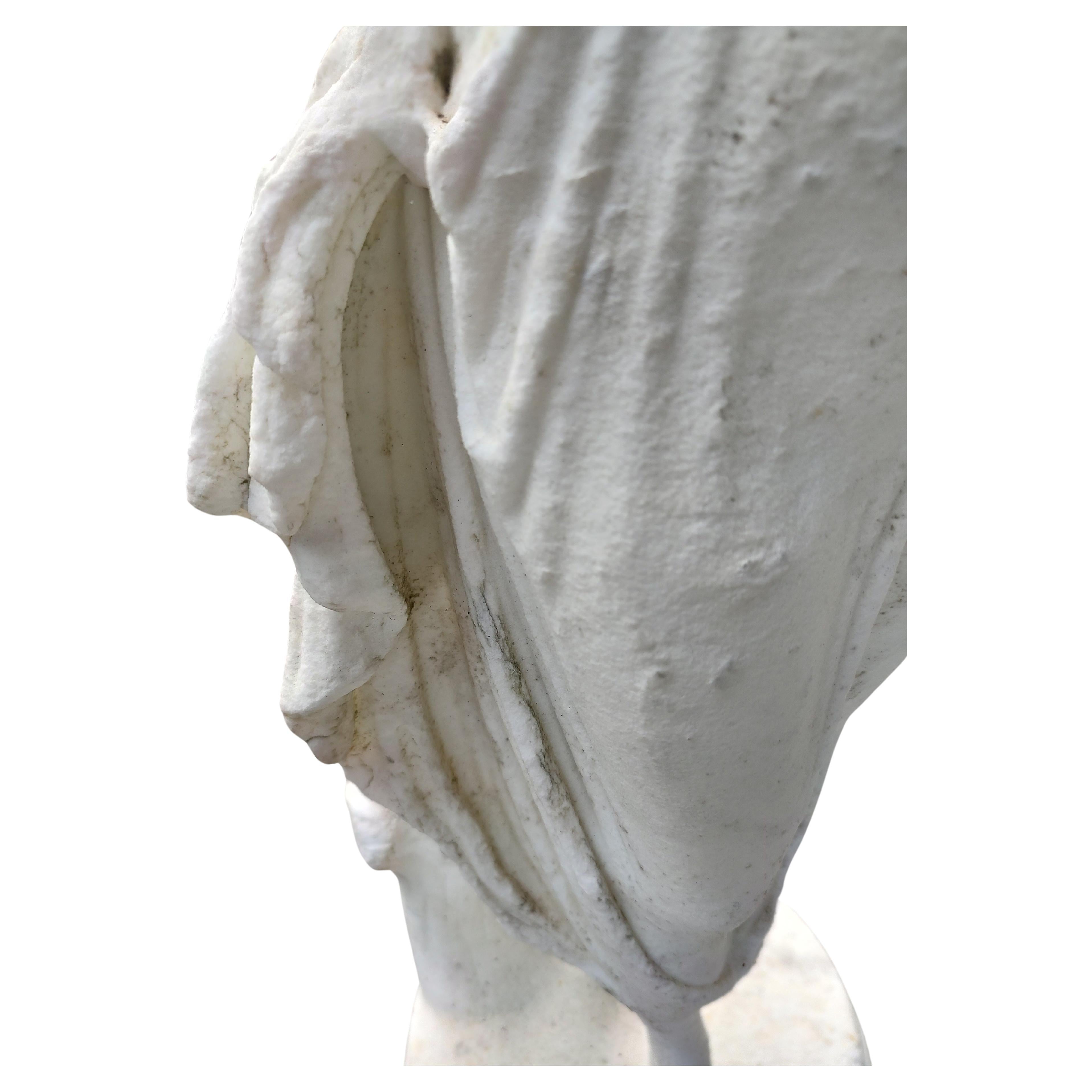 Late 19th Century 19th Century Hand Chilseled Marble Torso of a Victorian Maiden For Sale