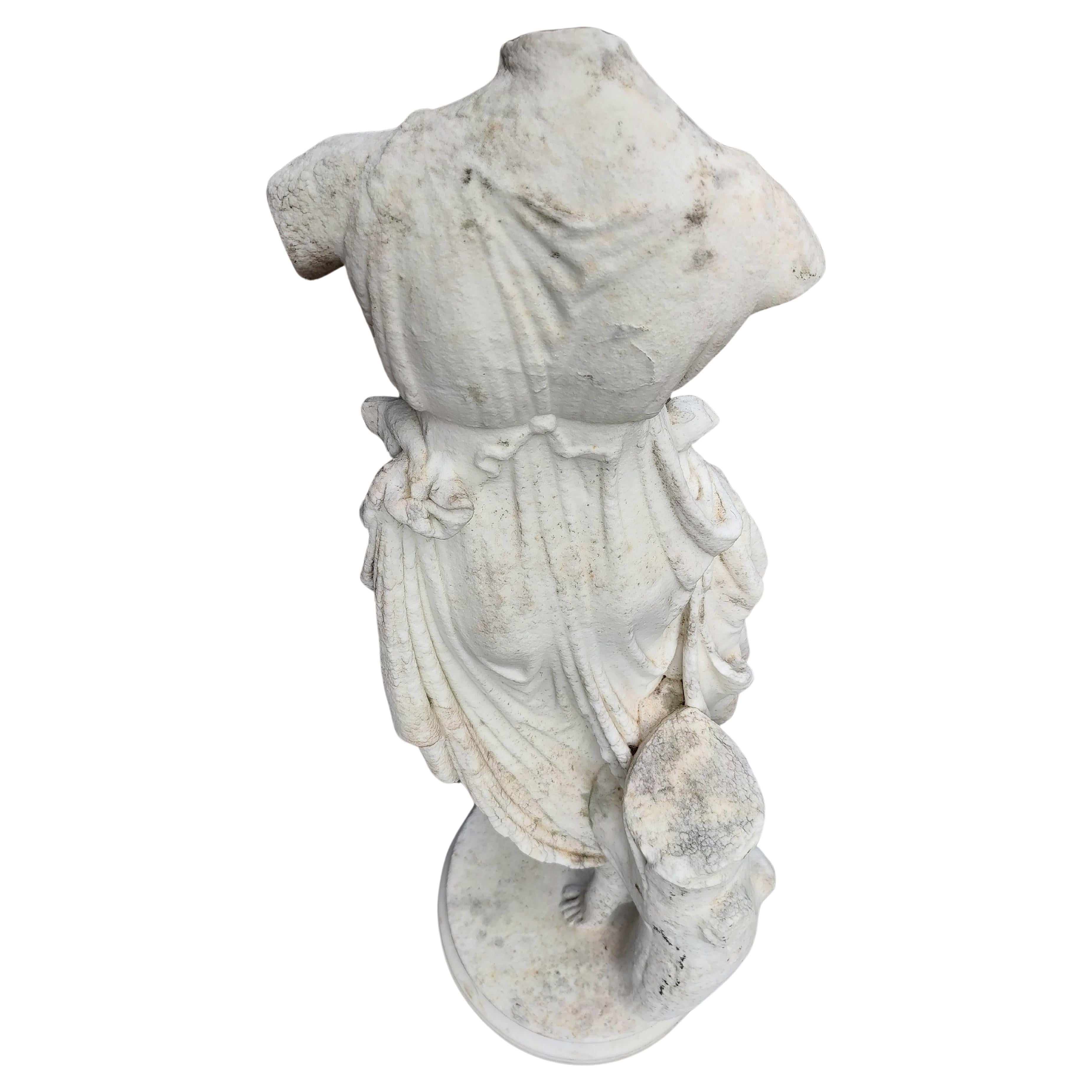 Italian 19th Century Hand Chilseled Marble Torso of a Victorian Maiden For Sale