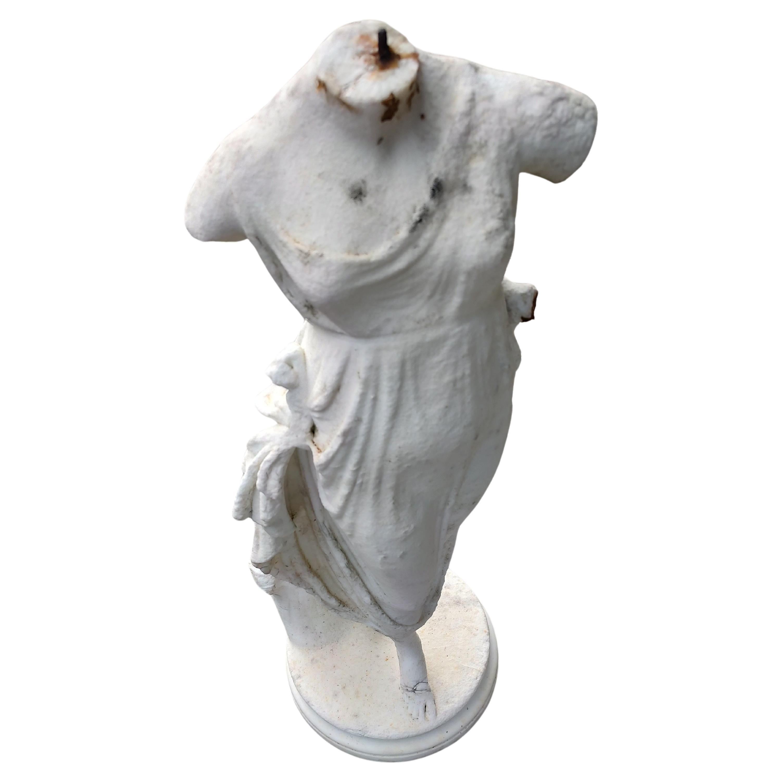 Baroque Revival 19th Century Hand Chilseled Marble Torso of a Victorian Maiden For Sale