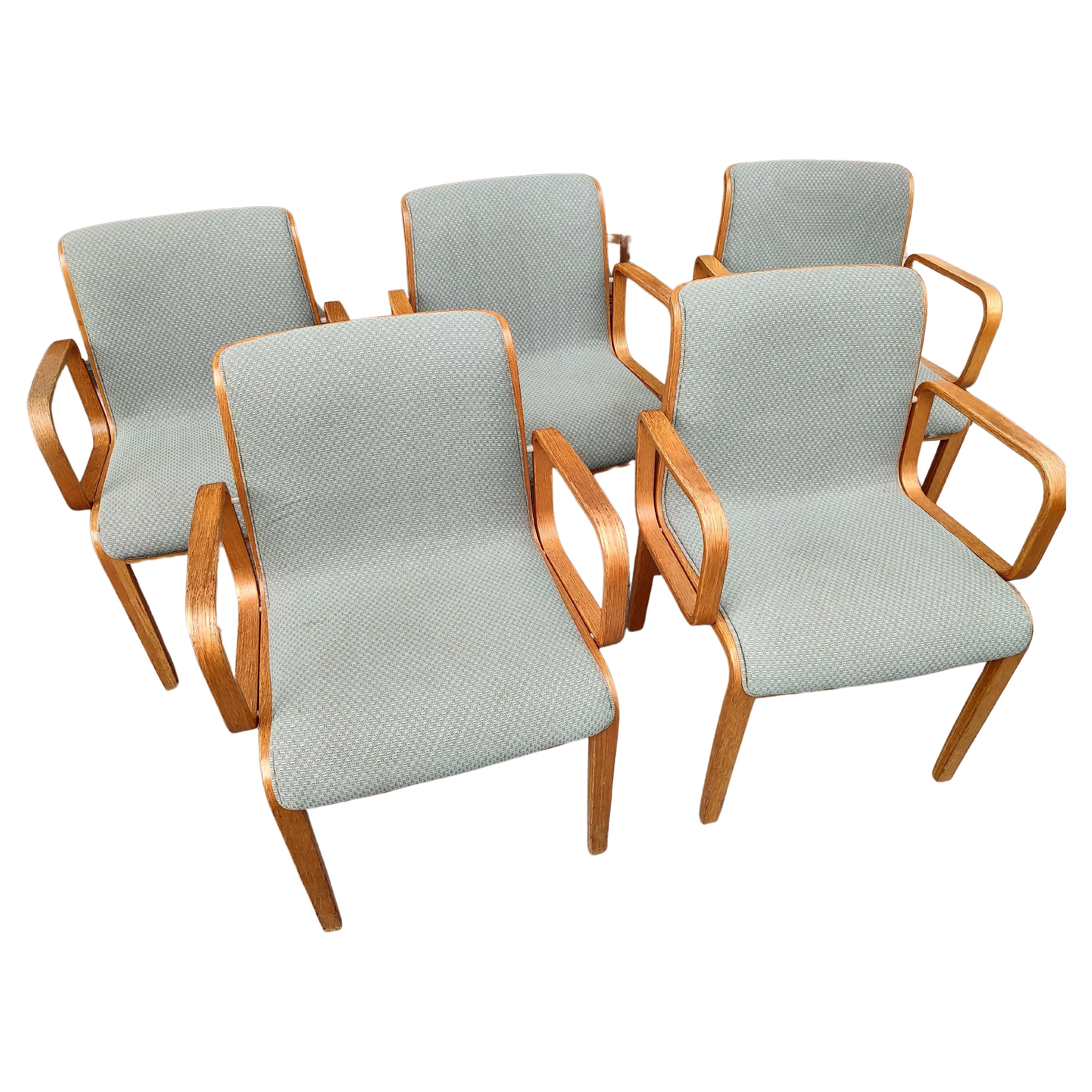 Mid-Century Modern Oak Armchairs Bill Stephens for Knoll International 5 Avail. For Sale