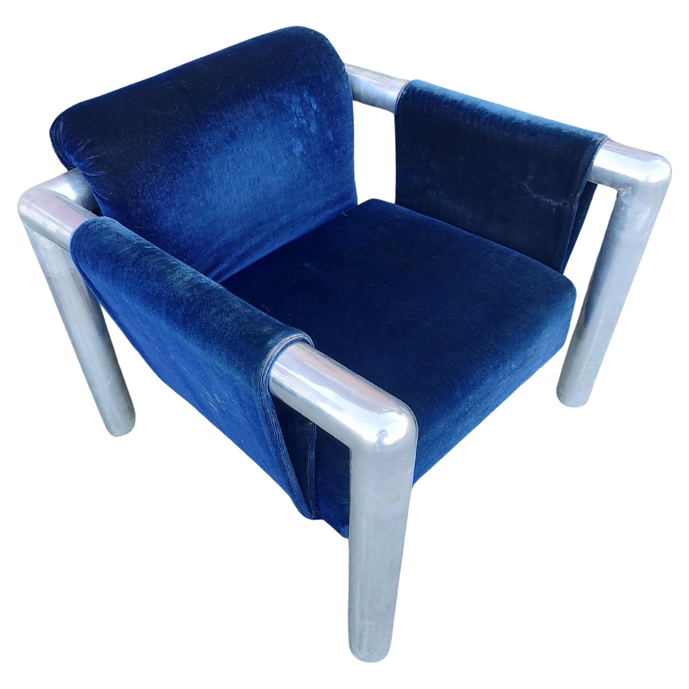 Aluminum Pair of Mid-Century Modern Tubular Sling Chairs by John Mascheroni model 424 For Sale